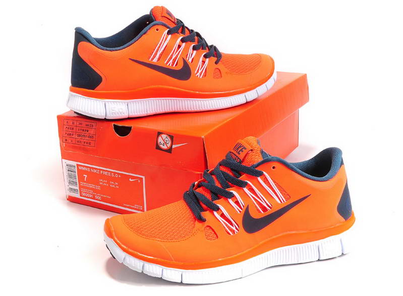 nike Free Run 5.0 V2 Womens  Running Shoes New Breathable Orange Blue (3)